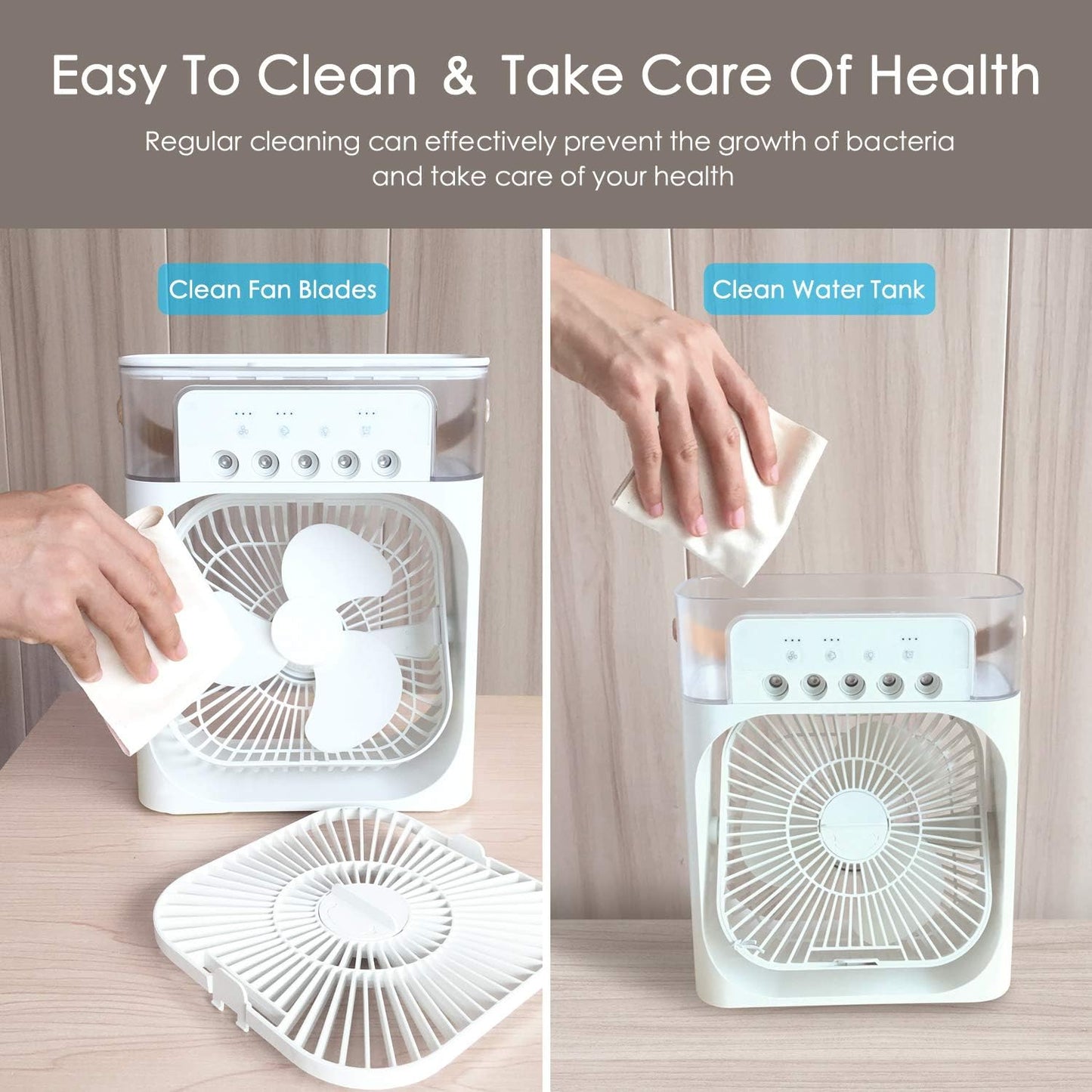 Portable Mini Air Cooler – 3-in-1 USB Air Conditioner Fan with 7 Color LED Lights