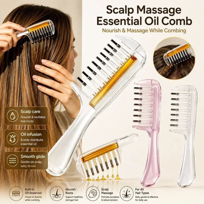 2-in-1 Scalp Massager Comb & Oil Applicator | Mess-Free Hair Oiling Tool
