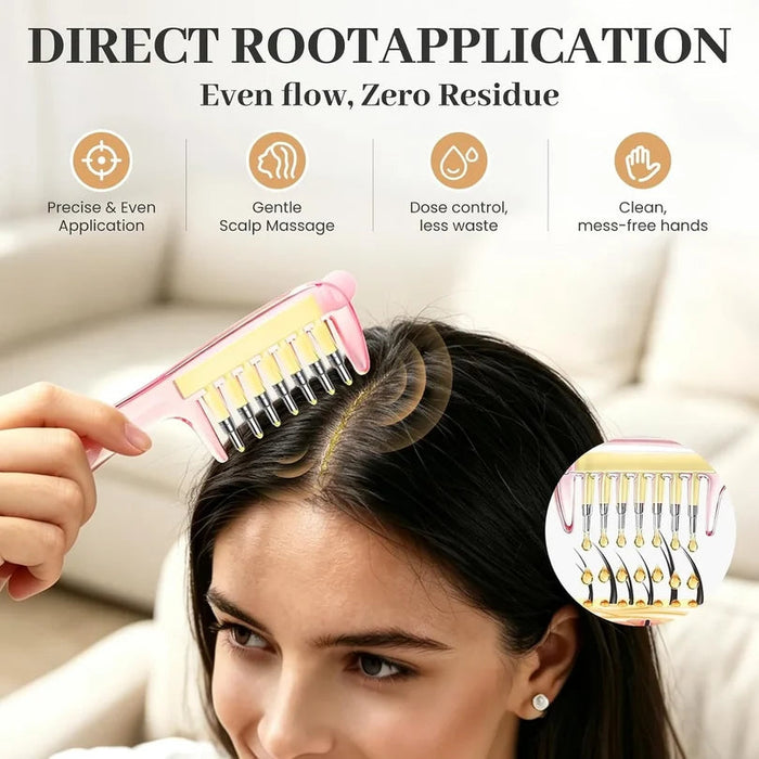 2-in-1 Scalp Massager Comb & Oil Applicator | Mess-Free Hair Oiling Tool